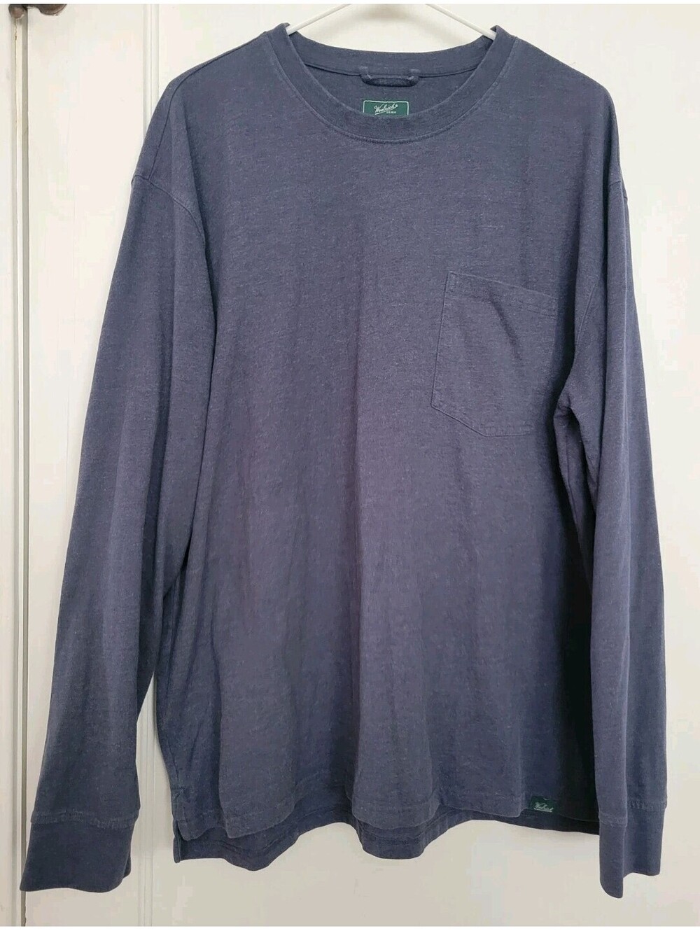 Woolrich Long Sleeve Pocket T-Shirt Men's XL Blue Green Label Cotton Solid